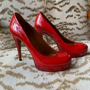 Gucci Red Betty Patent Leather Platform Pumps